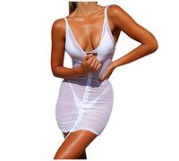 Genérico Lencería Femenina Sexy Roupa Interior Feminina Vestido Ladies Beach Summer Womens BOD-ycon Holiday Mesh Lencería Roja Mujer Sexy Lenceria San Valentin (White, L)