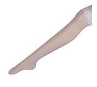 Genérico Lencería Sexy Hot String Medias Transparentes de Encaje para Mujeres, Top del Muslo, Medias antideslizantes de Silicona Brillante Lencería Sexy Apertura, blanco, Talla única