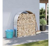Genérico Leñero de Acero galvanizado Plateado 120x45x140 cm,Casa y jardín,Accesorios para hornos de leña y chimeneas,Bolsas y Soportes de leña,Plateado,10.06 KG,364591
