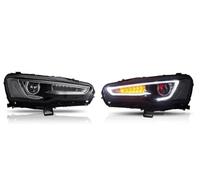 Genérico lente de faro coche principal Conjunto Faros Coche Para Mitsubishi Para Lancer 2008-2017 Linterna LED Cabeza Personalización Automóviles Piezas Luz cubierta del faro del coche(LHD Demon Eye)