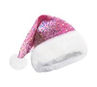 Genérico Lentejuelas Santa Hat, Shiny Christmas Sequin Santa Hat With, Festive Headwear For Adults, with 32x45cm/12,6x17,72 pulgadas Perfect For Holiday Party And Happy New Year Celebrations