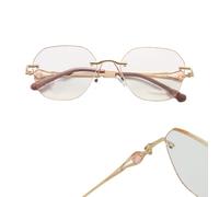 Genérico Lentes De Lectura Con Filtro De Luz Azul, Gafas De Presbicia De Moda Para Mujer,lentes Para Computadora,gafas De Lectura Sin Marco HD Y Luz Anti-azul(Oro,2.50 x)