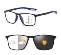 Genérico Lentes Inteligentes Autograduables de Lectura, Lentes Anti Luz Azul con Protección UV para Uso en Computadora, Gafas multifocales progresivos inteligentes para Hombre y Mujer(Azul,+1.50)