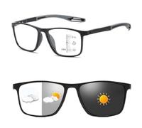 Genérico Lentes Inteligentes Autograduables de Lectura, Lentes Anti Luz Azul con Protección UV para Uso en Computadora, Gafas multifocales progresivos inteligentes para Hombre y Mujer(Gris,+1.00)