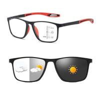 Genérico Lentes Inteligentes Autograduables de Lectura, Lentes Anti Luz Azul con Protección UV para Uso en Computadora, Gafas multifocales progresivos inteligentes para Hombre y Mujer(Rojo,+2.50)