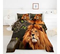 Genérico León Africano Edredon Cama 180, Estilo de Poder del Rey Juego de Cama de Microfibra, 1 Nordico 260x240 y 2 Fundas, Ligero y Suave, 4 Estaciones TY798