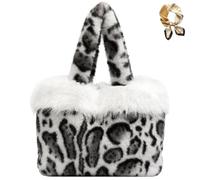 Genérico Leopard Plush Tote Bag, Winter Soft Faux Fur Shoulder Underarm Bag, Stylish Cute Cheetah Print Purse Handbag for Women