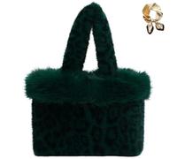 Genérico Leopard Plush Tote Bag, Winter Soft Faux Fur Shoulder Underarm Bag, Stylish Cute Cheetah Print Purse Handbag for Women