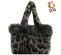 Genérico Leopard Plush Tote Bag, Winter Soft Faux Fur Shoulder Underarm Bag, Stylish Cute Cheetah Print Purse Handbag for Women