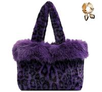 Genérico Leopard Plush Tote Bag, Winter Soft Faux Fur Shoulder Underarm Bag, Stylish Cute Cheetah Print Purse Handbag for Women