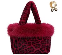 Genérico Leopard Plush Tote Bag, Winter Soft Faux Fur Shoulder Underarm Bag, Stylish Cute Cheetah Print Purse Handbag for Women