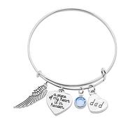 Genérico Letras Papá Ala Pieza Pulsera Ajustable Una Mamá Corazón Ángel Mi Pulsera Familia De Pulseras Y Anillos, talla única, Metal, No es una piedra preciosa