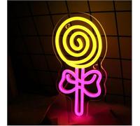 Genérico Letrero de neón Letrero de neón con forma piruleta, regulable, para decoración pared en casa, bar, pub, festival, para fiesta, 18 x 36 cm