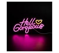 Genérico Letrero de neón Letrero de neón Hola Preciosa con forma corazón para pared, decoración dormitorio, lámpara 47 x 23,5 cm