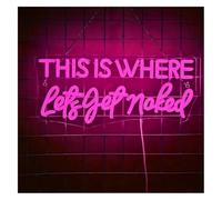 Genérico Letrero de neón Letreros de neón para colgar Aquí es donde nos desnudamos para el baño del hogar, 42 x 19 cm