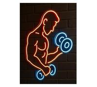 Genérico Letrero de neón Mancuerna de neón regulable para hombre, 50 cm, para gimnasio, centro deportivo y club fitness