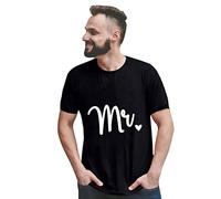 Genérico Letter Tops Day Blouse Valentine's T Camisa Short Mens imprimió la Blusa de Men (Black, XXL)