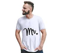 Genérico Letter Tops Day Blouse Valentine's T Camisa Short Mens imprimió la Blusa de Men (White, XL)