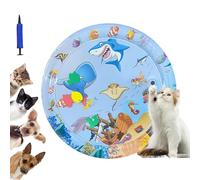 Genérico Libiyi GlowPad, Libiyi 24in Cat Water Mat with Fish, Thickened Leakproof Anti-Scratch, with Manual Air Pump, Interactive Indoor Outdoor Summer Cooling Toys (65cm A)