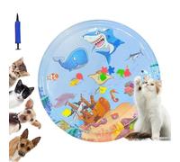 Genérico Libiyi GlowPad, Libiyi 24in Cat Water Mat with Fish, Thickened Leakproof Anti-Scratch, with Manual Air Pump, Interactive Indoor Outdoor Summer Cooling Toys (100cm A)
