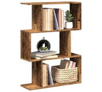 Genérico Librería divisora 3 Niveles Madera Envejecida 70x24x97 cm,Mobiliario,Estanterías,Librerías y estanterías,Marrón,13.25 KG,858118