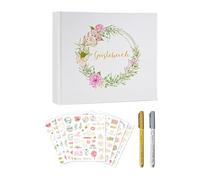 Generico Libro de invitados para fiestas, álbum de invitados floral con hoja de oro | Álbum de fotos de recuerdo de recuerdo, para novios, showers, compromiso, renovación de votos, reunión