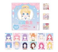 Genérico Libro de pegatinas de princesa,Libro de pegatinas de vestir | Sticks Vestir Pegatinas Princesas | Ropa de Cambio de, Bricolaje, Vestir, Papel autoadhesivo