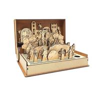 Generico Libro de Semana Santa de Pascua de Madera - Recuerdos de Escena para Decoración de Vacaciones | Decoración del Hogar Familia Hecho a Mano | Obras de Arte Decorativas Recuerdo