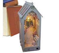 Genérico Libro Nook, Libro Nook Decor,Casa Decorativa Booknook | Representante de Rompecabezas de Madera 3D, rincón de Libros pequeños con luz LED para estantería