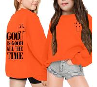Genérico Libros Historia Sudadera con Capucha y Estampado de Letras para niña, Informal, Holgada Sudadera Muerte (Orange, 4-5 Years)