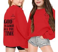 Genérico Libros Historia Sudadera con Capucha y Estampado de Letras para niña, Informal, Holgada Sudadera Muerte (Red, 5-6 Years)