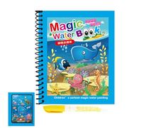 Genérico Libros para colorear con agua,Libros de garabatos en acuarela, de agua reutilizables con bolígrafos - educativo portátil para dibujar garabatos, libros para colorear de pintura, juguetes