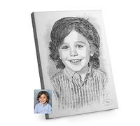 Genérico Lienzo con foto dibujo y texto Personalizado en 30x40 para pareja abuelos,bebe, mascota perro Foto dibujo artistico impreso en lienzo blanco y negro cuadro tratamientos digitales, retrato