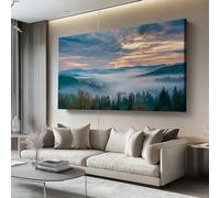 Genérico Lienzo Decorativo Paisaje natural amanecer nubes bosque, Vistoso Cuadro de Pared para Decoración de Interiores, Ideal para Salón y Despacho, Sin Marco (Solo Lienzo), 70l x 50an cm