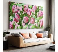 Genérico Lienzos Decoracion con Marco Tulipanes Rosas 120x80cm Cuadro Sobre Lienzo Canvas Moderno, Cuadros Pared Impresion 3D para Salon Dormitorio Oficina, Grande XXL