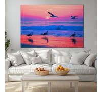 Genérico Lienzos Decorativos Animales Playa Pájaro, Atardecer Crepúsculo Lienzo Cuadros 140 x 70 cm Salon Dormitorio Wall Art Prints Decor Canvas - Sin Marco
