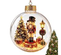 Genérico Light Up Christmas Ornament - LED Diorama | Snow Scene Bauble | Warm LED Glow, ABS Construction, 8 cm Size, Built-in Button Battery, Hanging Cord And Gold Lid