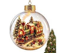 Genérico Light Up Christmas Ornament - LED Diorama | Snow Scene Bauble | Warm LED Glow, ABS Construction, 8cm Size, Built-in Button Battery, Hanging Cord And Gold Lid