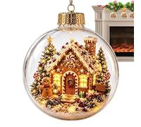 Genérico Light Up Christmas Ornament - LED Diorama | Snow Scene Bauble | Warm LED Glow, ABS Construction, 8cm Size, Built-in Button Battery, Hanging Cord And Gold Lid