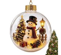 Genérico Light Up Christmas Ornament - LED Diorama | Snow Scene Bauble | Warm LED Glow, ABS Construction, 8cm Size, Built-in Button Battery, Hanging Cord And Gold Lid