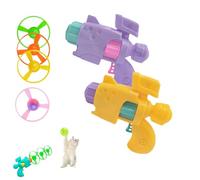 Genérico Light-Up Flying Disc Cat Launcher Set, Interactive Flying Cat Toy with 3 Colorful Discs 1 Light-Up Disc, Cats Fetch Toy for Enrichment Pet Training and Chasing (2pcs-c)