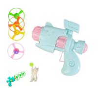 Genérico Light-Up Flying Disc Cat Launcher Set, Interactive Flying Cat Toy with 3 Colorful Discs 1 Light-Up Disc, Cats Fetch Toy for Enrichment Pet Training and Chasing (Blue)