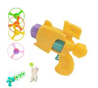 Genérico Light-Up Flying Disc Cat Launcher Set, Interactive Flying Cat Toy with 3 Colorful Discs 1 Light-Up Disc, Cats Fetch Toy for Enrichment Pet Training and Chasing (Yellow)