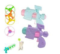Genérico Light-Up Flying Disc Cat Launcher Set, Interactive Flying Cat Toy with 3 Colorful Discs 1 Light-Up Disc, Cats Fetch Toy for Enrichment Pet Training and Chasing (2pcs-b)