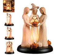 Genérico Light-Up Ghost Sisters Figurine,Handcrafted Spooky Sweet Friendship Sculpture,Halloween Holding Hands Heart Shape Warm Glow Pumpkin,for Home Bedroom Living Room Office Table Decor