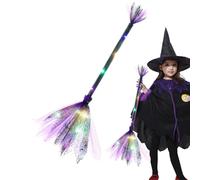 Genérico Light Up Witch Broom - LED Halloween Costume Accessory, 35-inch Glow Witches Prop, Mesh Staff, Kids Trick Or Treat Safety Light, Party Favor Decor | For Girls