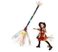 Generico Light Up Witch Broom - LED Halloween Costume Accessory, 35-inch Glow Witches Prop, Mesh Staff, Kids Trick or Treat Safety Light, Party Favor Decor | For Girls