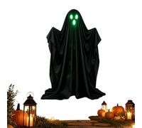 Genérico Lighted Ghost | with Glowing Green Eyes 100 cm Spooky Large Ghost | Halloween Decor for Haunted House, Fiesta, Garden, Patio, Lawn, Outdoor, Yard, Tree
