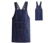 Genérico Lightweight Cotton Apron with Front Pocket & Cross Back, Soft Denim Style Kitchen Apron for Men & Women, Comfortable Jean Cooking Apron for Baking, BBQ, Gardening & Workshop, azul oscuro