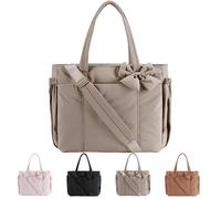 Genérico Lightweight Crush Bow Tote Bag for Women, Crush Bow Tote Bag, Stylish Handbag for Daily Commuting, Shopping, Travel (Grey)